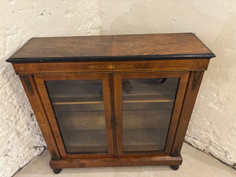 A Victorian double door Walnut and Marquetry inlaid Pier Cabinet View IV
