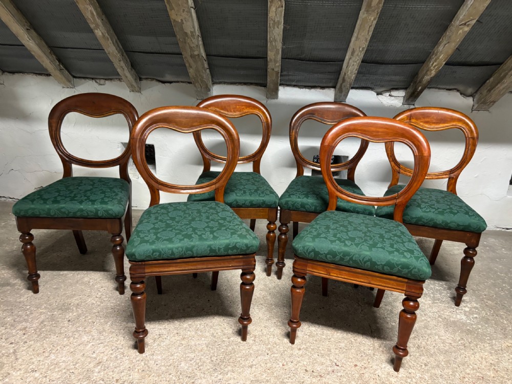 A Set of Six Victorian Mahogany Balloon Back Dining Chairs