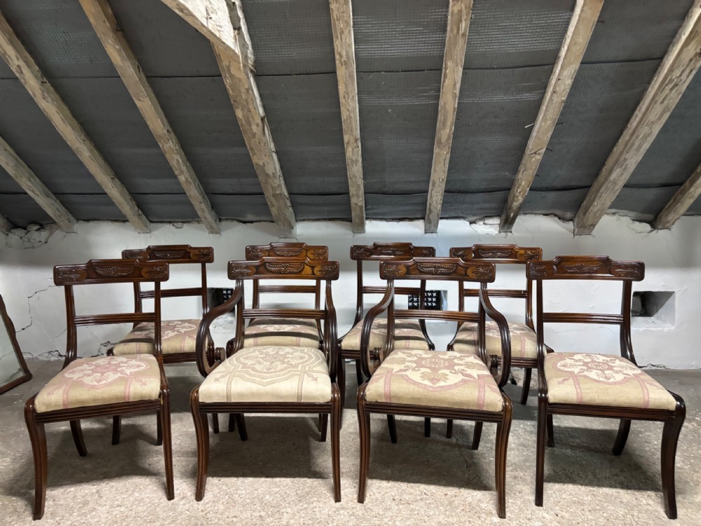 A set of Eight Regency Mahogany dining chairs