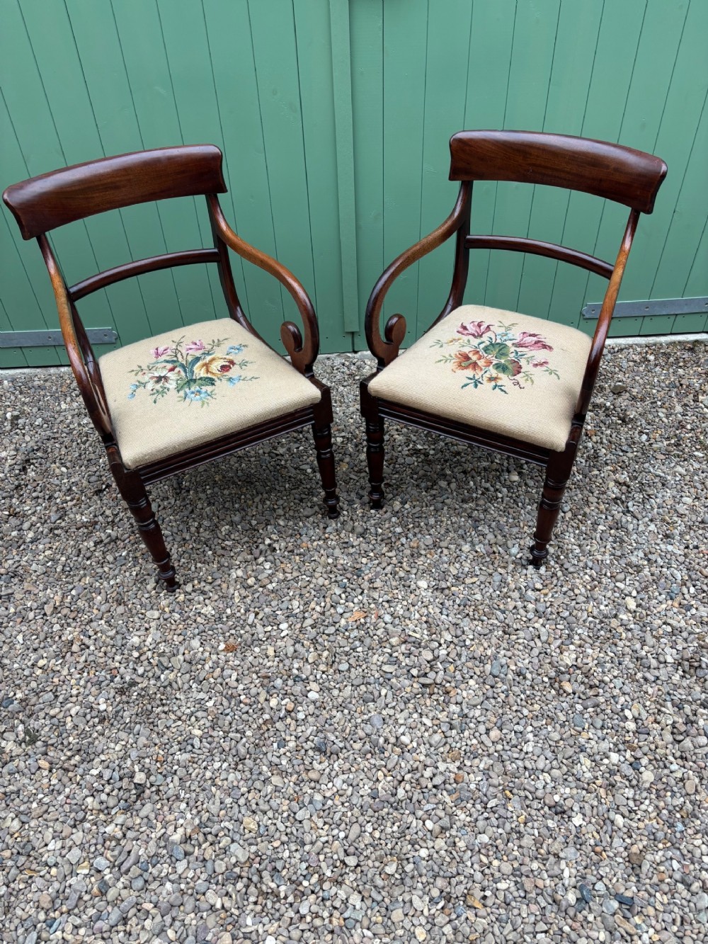 A Pair of William 1V mahogany Carver Chairs