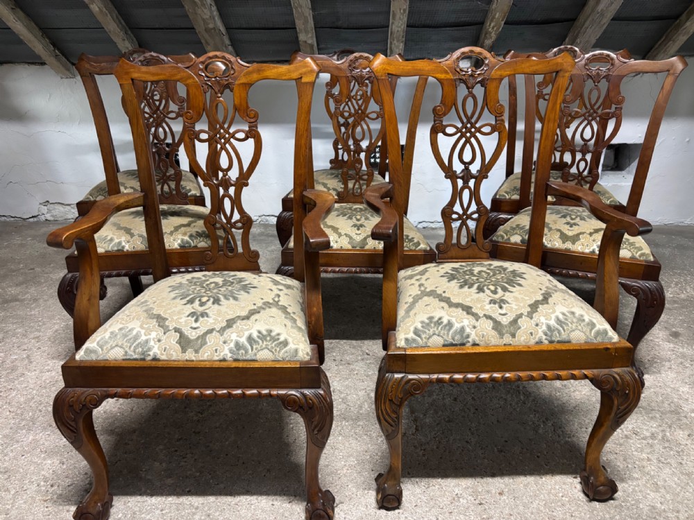 A Set of Eight Chippendale style Mahogany Dining chairs