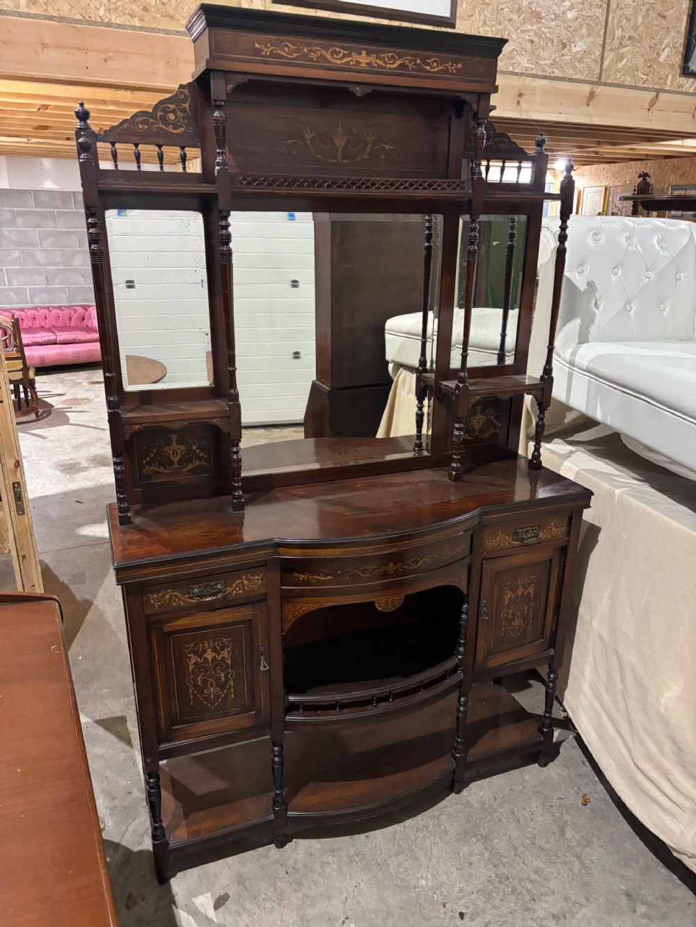 A Late Victorian Rosewood and Inlaid Side Cabinet