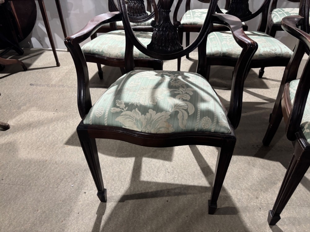 A Set of Eight Mahogany Shield Back Hepplewhite Style Dining Chairs View III