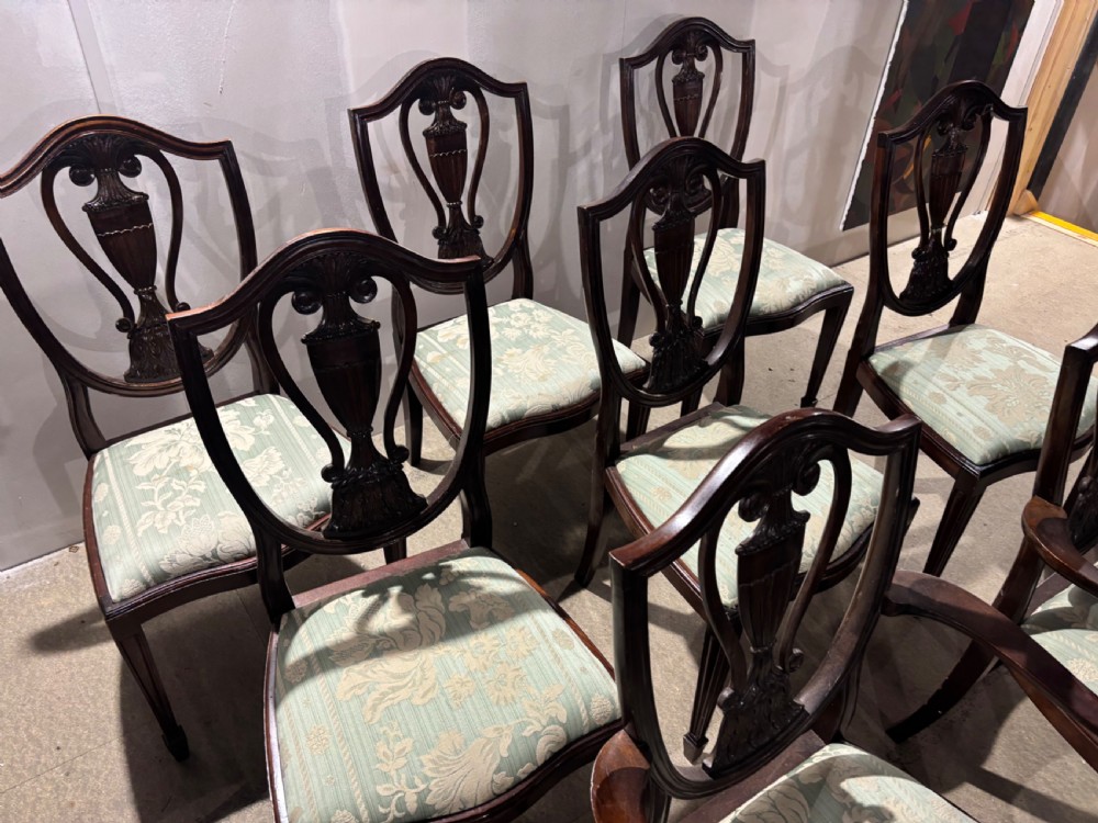 A Set of Eight Mahogany Shield Back Hepplewhite Style Dining Chairs View IV