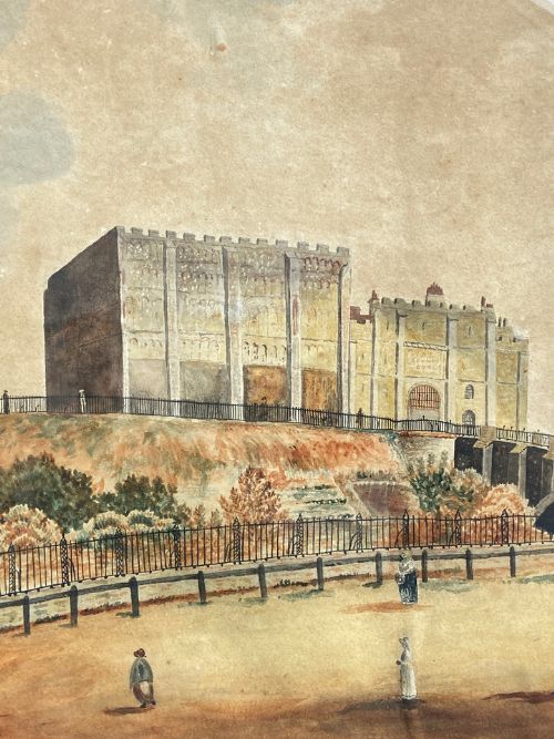 fig 2. A naive school watercolour of Norwich Castle, Norfolk by John Drew Salmon