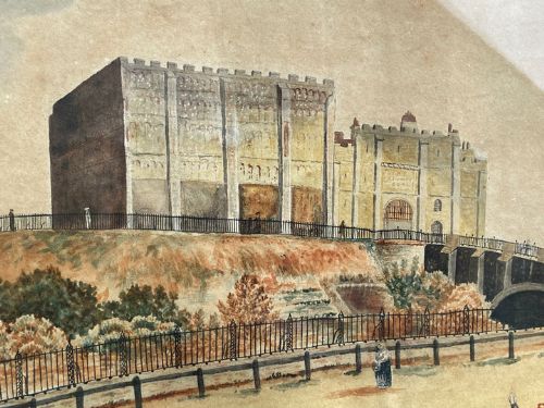 fig 3. A naive school watercolour of Norwich Castle, Norfolk by John Drew Salmon