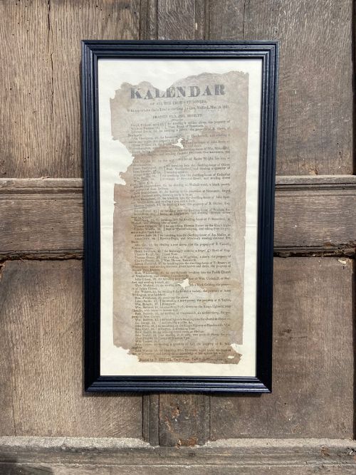 Early 19th Century Broadside for Ask Prisoners on Trial a the Stafford Assizes 1821