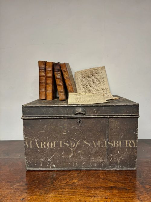 fig 1. A 19TH CENTURY DEED BOX FOR THE MARQUESS OF SALISBURY IN UNTOUCHED ORIGINAL PAINT