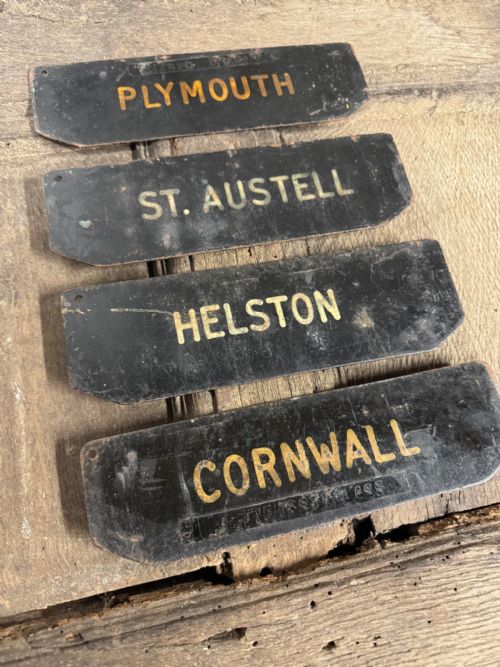 A Set of Four Tole West Country Post Office Delivery Location Signs C. 1930