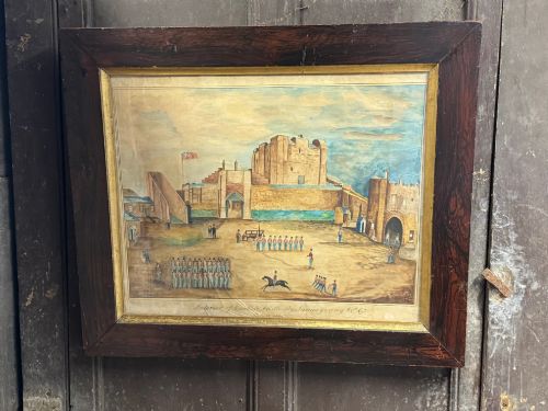 ENGLISH NAVE SCHOOL MILITARY WATERCOLOUR BY JAMES YOUNG OF THE 48TH NORTHAMPTONSHIRE REGIMENT OF FOOT