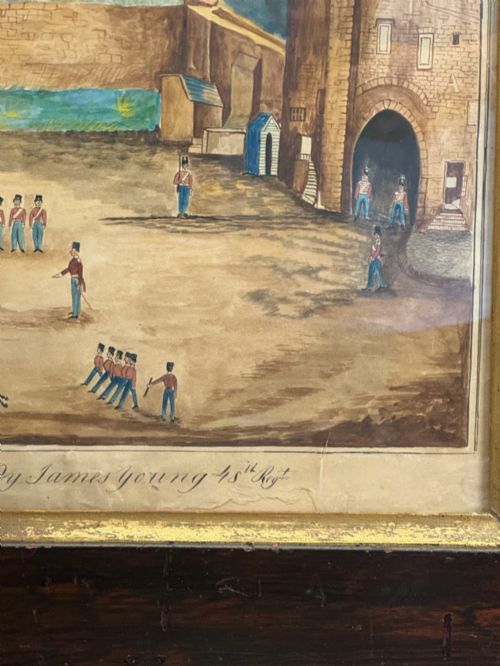 ENGLISH NAVE SCHOOL MILITARY WATERCOLOUR BY JAMES YOUNG OF THE 48TH NORTHAMPTONSHIRE REGIMENT OF FOOT - ADDITIONAL PHOTO 1