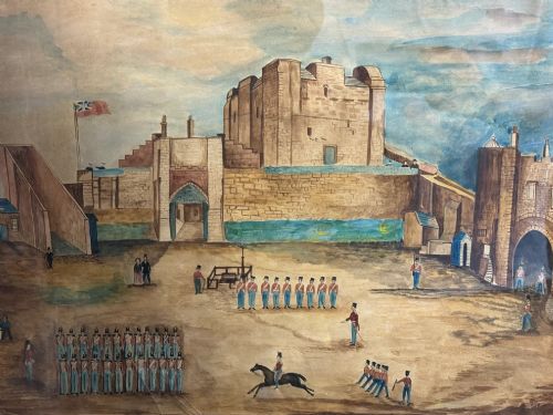 ENGLISH NAVE SCHOOL MILITARY WATERCOLOUR BY JAMES YOUNG OF THE 48TH NORTHAMPTONSHIRE REGIMENT OF FOOT - ADDITIONAL PHOTO 4