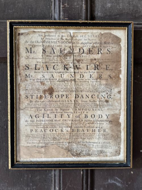 A Rare George III Handbill Advertising a Performance by Samuel Saunders, Celebrated Equilibrist and Slack-wire Performer