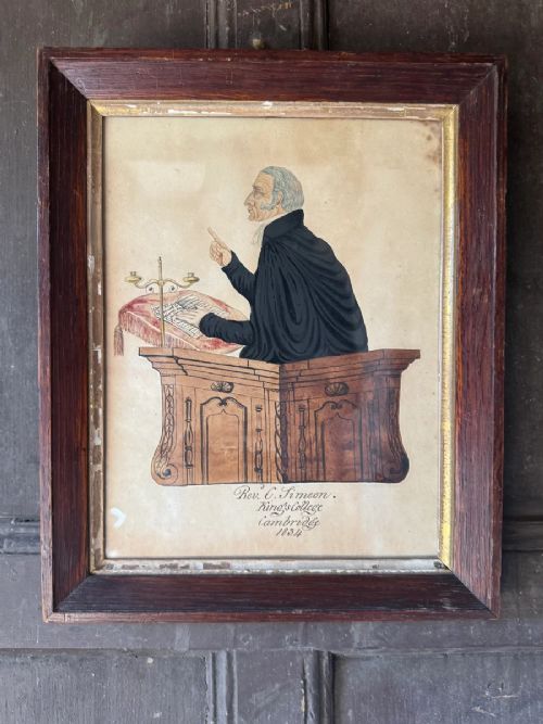 Rev. Charles Simeon of King’s College, Cambridge – Watercolour Portrait with Admission Tickets, 1834