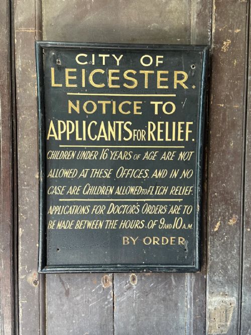 Original Poor Relief Hand Painted Wooden Sign .C. 1920