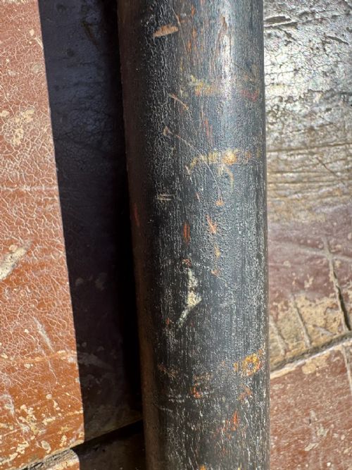 A dark turned wooden George III cudgel featuring hand-painted lettering that reads God Save The King. View VII