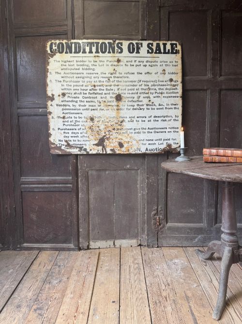 A Mid-20th Century Painted Metal Auctioneers’ West Country Conditions of Sale Sign