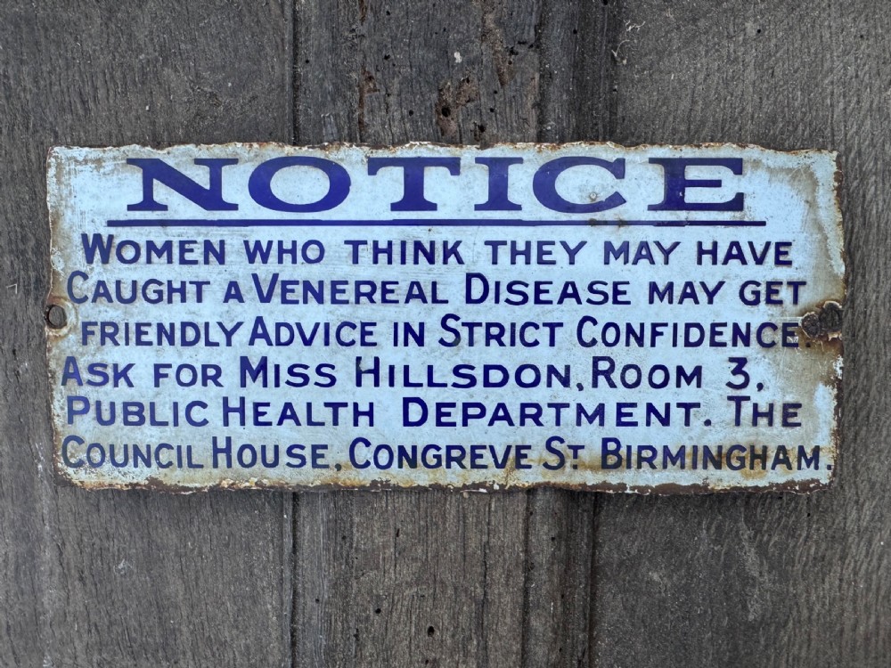 An unusual English enamel public health sign from Birmingham, c. 1930