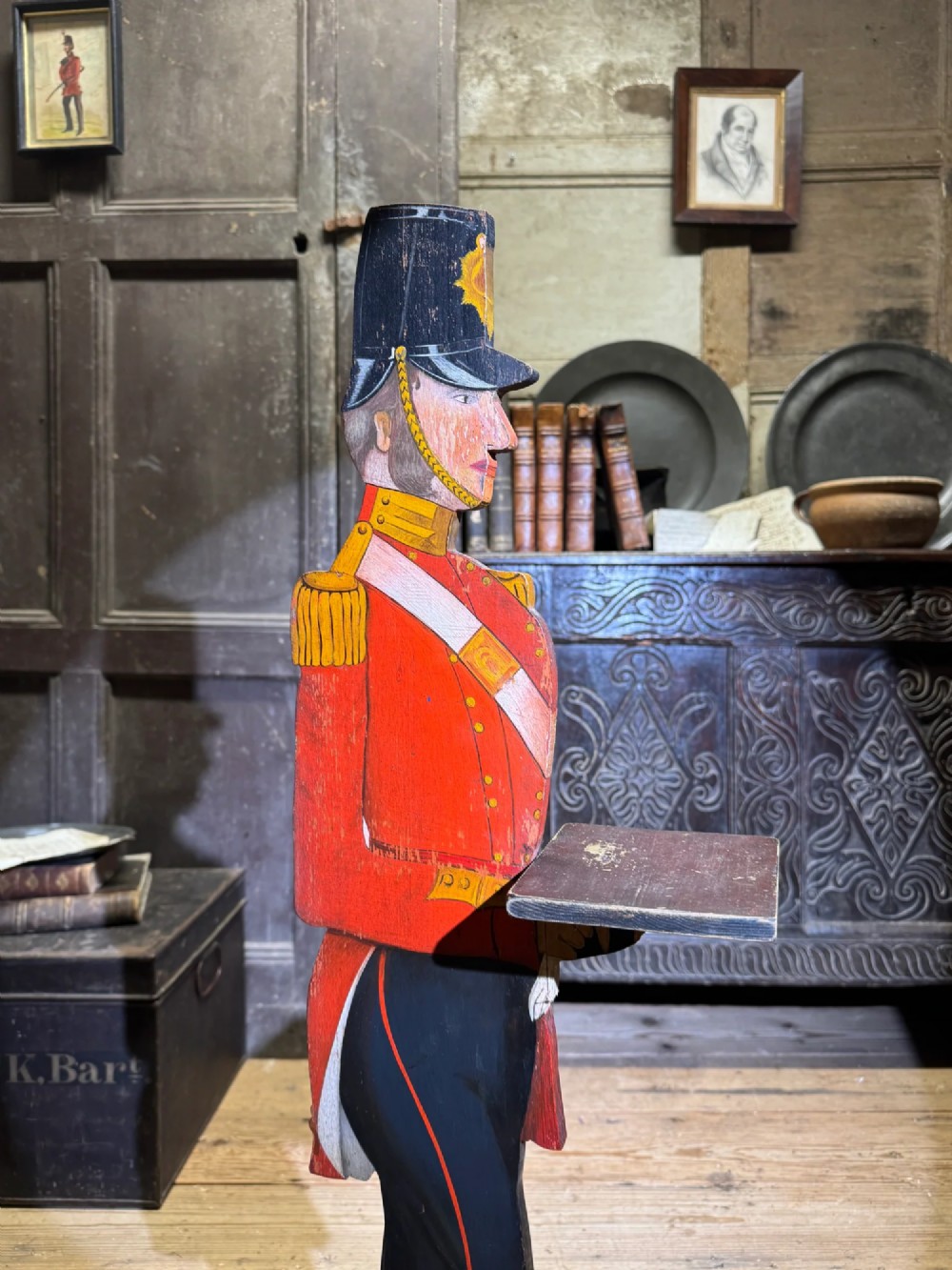 EARLY 20TH CENTURY DUMB WAITER IN THE FORM OF A BRITISH SOLDIER OF THE CRIMEAN WAR View IV