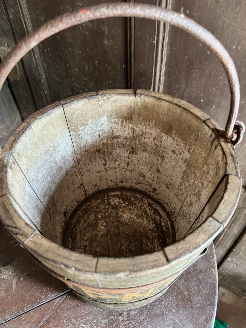 19TH CENTURY COOPERED PAINTED BLUE BUCKET View VI