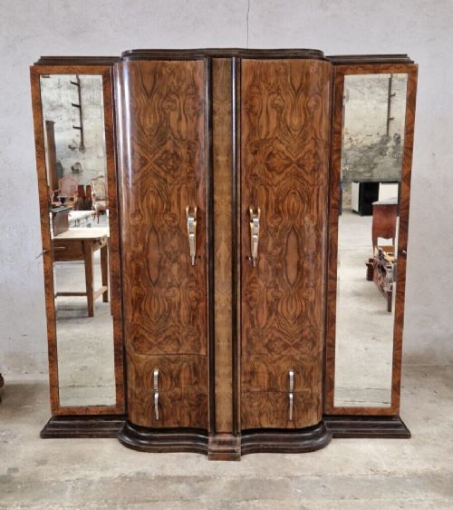 Art Deco Wardrobe French Burr Walnut 1930s