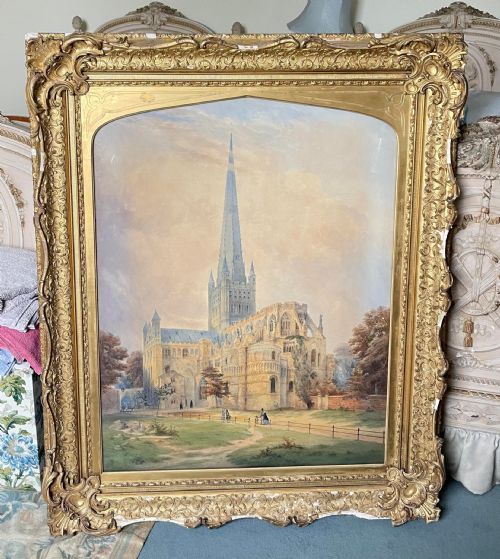 GEORGE DE PARIS 18291911 LARGE ARCHITECTURAL WATERCOLOUR NORWICH CATHEDRAL NORFOLK - ADDITIONAL PHOTO 2