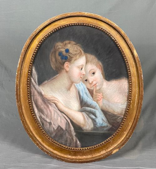 PASTEL PORTRAIT TWO YOUNG LADIES - ADDITIONAL PHOTO 2