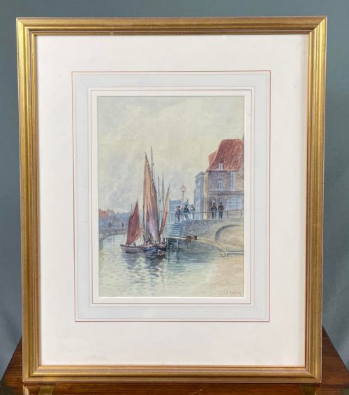 WATERCOLOUR WHITBY HARBOUR NORTH YORKSHIRE BY THOMAS CLAVERING ALDER 18571931 - ADDITIONAL PHOTO 4