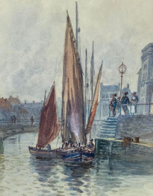 WATERCOLOUR WHITBY HARBOUR NORTH YORKSHIRE BY THOMAS CLAVERING ALDER 18571931 - ADDITIONAL PHOTO 1