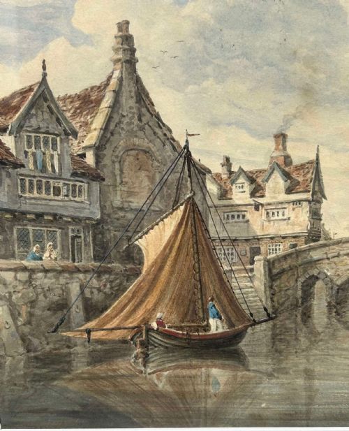 EARLY VICTORIAN PAIR OF RIVERSIDE WATERCOLOURS NORWICH NORFOLK - ADDITIONAL PHOTO 5