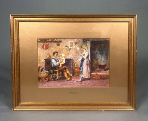 19TH CENTURY ITALIAN FIGURATIVE INTERIOR WATERCOLOUR BY LEONARDO MORELLO - ADDITIONAL PHOTO 3