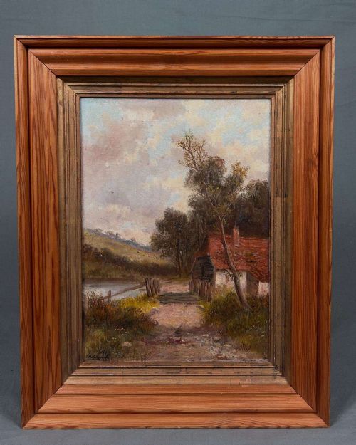 ABRAHAM HULK JUNIOR 18511922 OIL PAINTING COUNTRYSIDE LANDSCAPE WITH COTTAGE - ADDITIONAL PHOTO 1