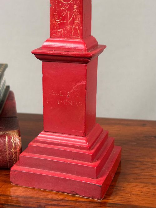 PAIR OF VINTAGE COMPOSITE OXBLOOD RED MODEL LATERAN OBELISKS - ADDITIONAL PHOTO 2
