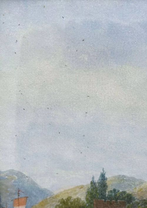 19TH CENTURY GERMAN TOWN WATERCOLOUR PAINTING OBERWESEL - ADDITIONAL PHOTO 3