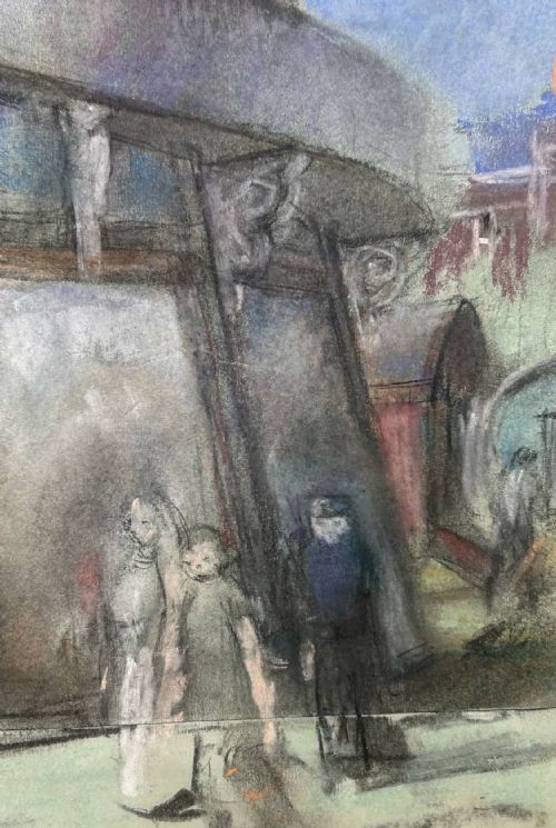 PASTEL DRAWING FUNFAIR HELTER SKELTER BY DENIS WILLIAM REED 19171979 - ADDITIONAL PHOTO 7