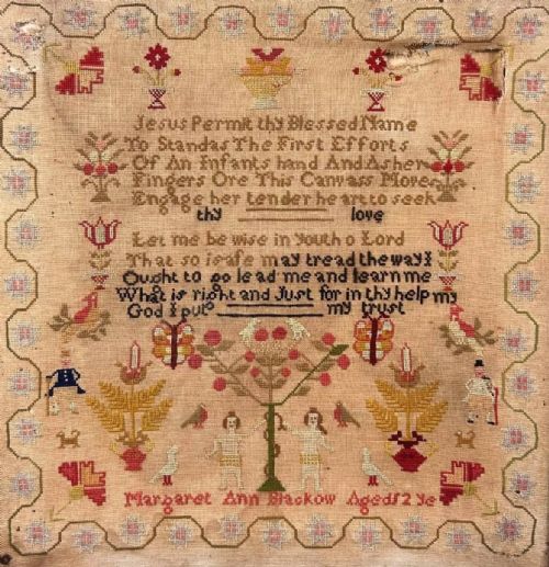 LARGE MID VICTORIAN NEEDLEWORK SAMPLER MARGARET ANN BLACKOW AGED 12 - ADDITIONAL PHOTO 1