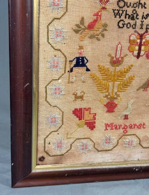 LARGE MID VICTORIAN NEEDLEWORK SAMPLER MARGARET ANN BLACKOW AGED 12 - ADDITIONAL PHOTO 4