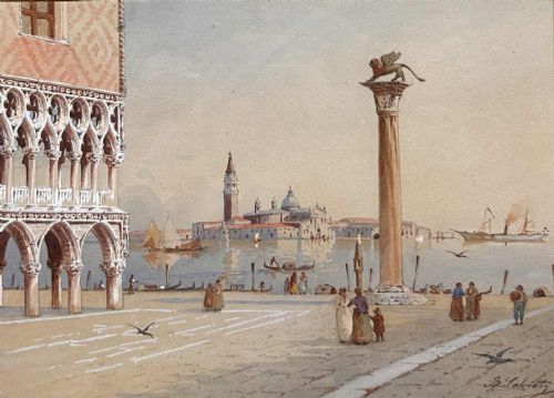 BENEDETTO SALVIATI PAIR OF 19TH CENTURY WATERCOLOURS VENICE - ADDITIONAL PHOTO 2