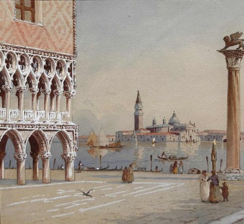 BENEDETTO SALVIATI PAIR OF 19TH CENTURY WATERCOLOURS VENICE - ADDITIONAL PHOTO 3