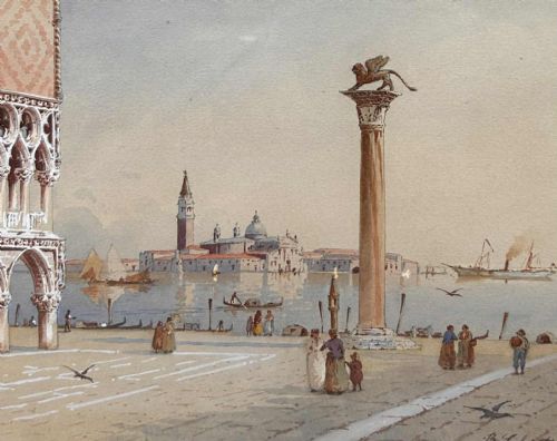 BENEDETTO SALVIATI PAIR OF 19TH CENTURY WATERCOLOURS VENICE - ADDITIONAL PHOTO 4
