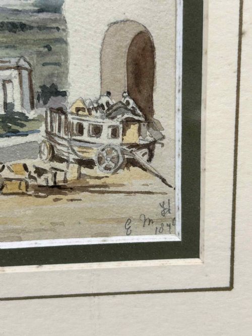 VICTORIAN WATERCOLOUR VIEW OF NATERS FROM BRIEG SWITZERLAND 1870 - ADDITIONAL PHOTO 4