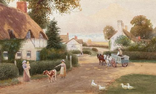 WATERCOLOUR PRINCETHORPE WARWICKSHIRE ROBERT HOLLANDS WALKER FL 18821922 - ADDITIONAL PHOTO 1