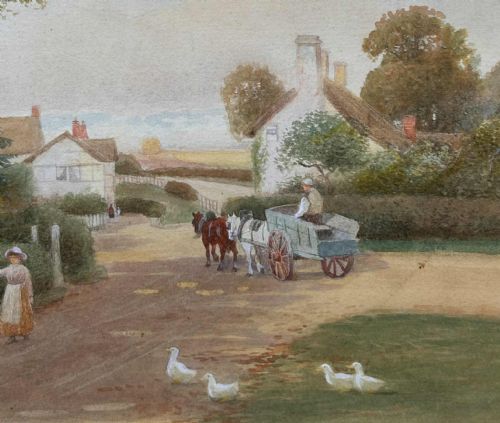 WATERCOLOUR PRINCETHORPE WARWICKSHIRE ROBERT HOLLANDS WALKER FL 18821922 - ADDITIONAL PHOTO 2