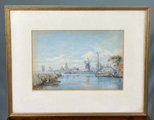 VICTORIAN NORFOLK WATERCOLOUR STOKESBY BY CHARLES HARMONY HARRISON 18421902 - ADDITIONAL PHOTO 1