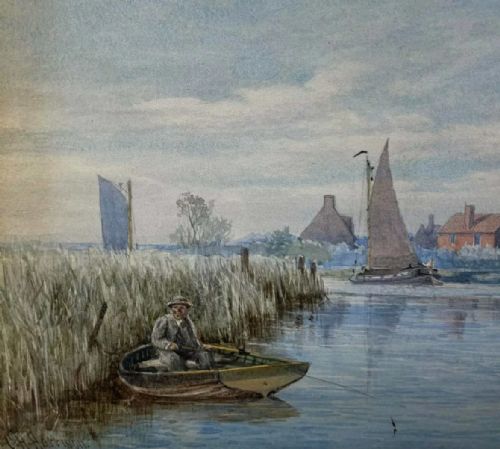 VICTORIAN NORFOLK WATERCOLOUR STOKESBY BY CHARLES HARMONY HARRISON 18421902 - ADDITIONAL PHOTO 2