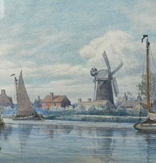 VICTORIAN NORFOLK WATERCOLOUR STOKESBY BY CHARLES HARMONY HARRISON 18421902 - ADDITIONAL PHOTO 4
