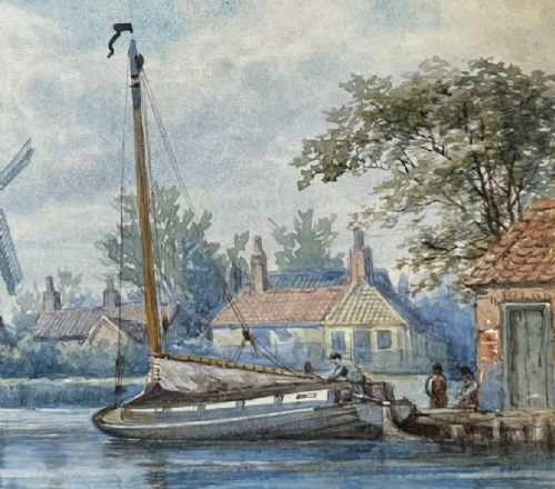 VICTORIAN NORFOLK WATERCOLOUR STOKESBY BY CHARLES HARMONY HARRISON 18421902 - ADDITIONAL PHOTO 5