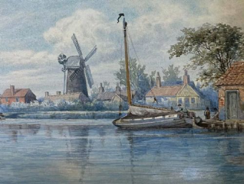 VICTORIAN NORFOLK WATERCOLOUR STOKESBY BY CHARLES HARMONY HARRISON 18421902 - ADDITIONAL PHOTO 6