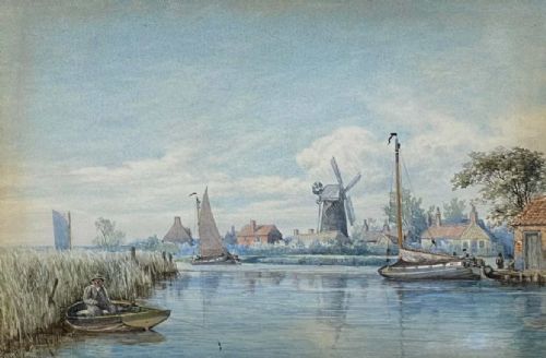 VICTORIAN NORFOLK WATERCOLOUR STOKESBY BY CHARLES HARMONY HARRISON 18421902 - ADDITIONAL PHOTO 10