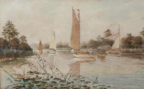 NORFOLK WATERCOLOURS SALHOUSE AND ROCKLAND BROAD BY LESLIE RACKHAM 18641944 - ADDITIONAL PHOTO 4
